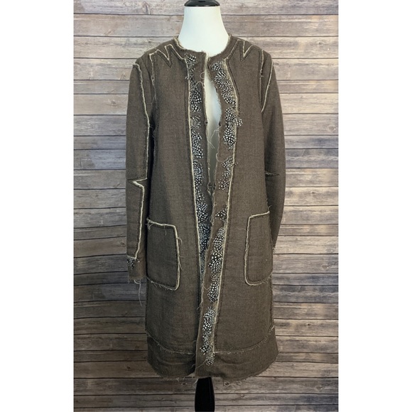 BCBGMaxAzria Runway Wool Feather Chain Coat